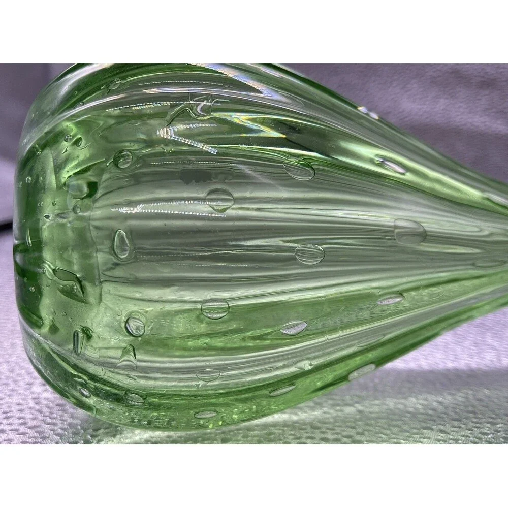 Vintage Hand Blown Murano Green Glass 12